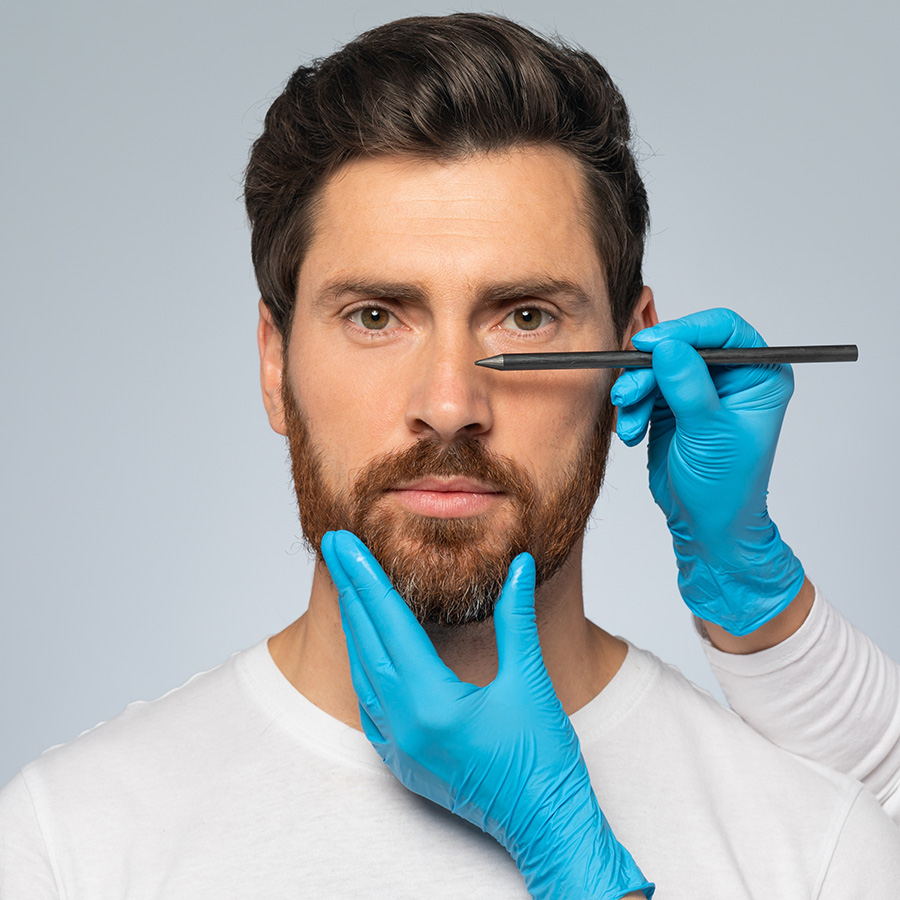 Man getting a nose procedure consultation